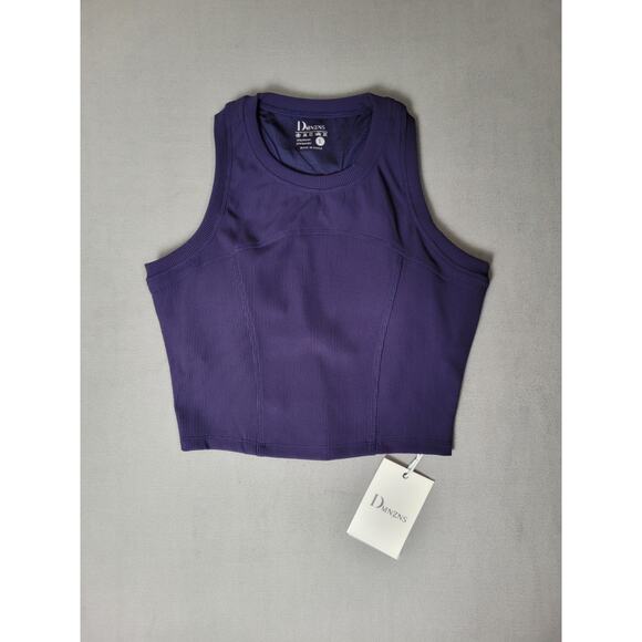 DMNZNS Womens Sleeveless High Neck Workout Crop Top Ribbed Knit Top Large - Picture 2 of 5